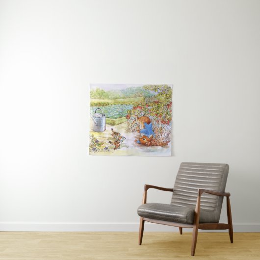 ベギーパッチでタンブルするウサギのピーター タペストリー (インサイチュ(横))