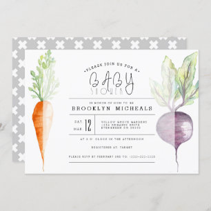 ベギー・デュオ  ビート&にんじん水色ベビーシャワー 招待状