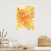 ベクターウォーターの色の背景と熱帯花 ポスター (キッチン)