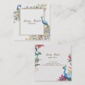 ベクターウォーターの色peacocks花イラストレーション スクエア名刺 (正面/裏面)