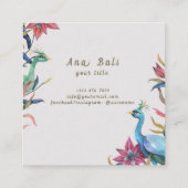 ベクターウォーターの色peacocks花イラストレーション スクエア名刺 (裏面)