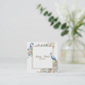 ベクターウォーターの色peacocks花イラストレーション スクエア名刺 (スタンド正面)