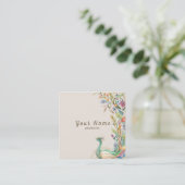 ベクターウォーターの色peacocks花イラストレーション スクエア名刺 (スタンド正面)