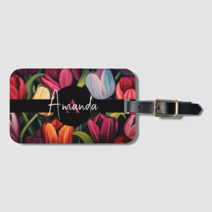 ベクターカラフルリービモノグラムチューリップパターン ラゲッジタグ