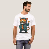 ベクターキャラクターTシャツ ネコ Tシャツ (正面フル)