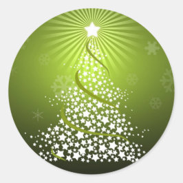 ベクターグリーンクリスマスツリー ラウンドシール
