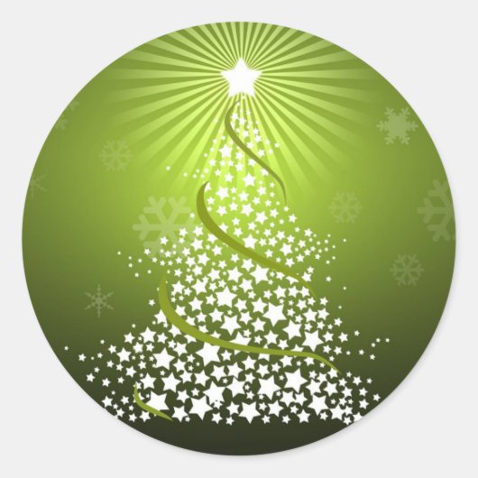 ベクターグリーンクリスマスツリー ラウンドシール (正面)