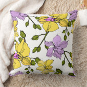 ベクタースケッチ紫と黄色の植物学 クッション (ブランケット)