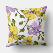 ベクタースケッチ紫と黄色の植物学 クッション (裏面)