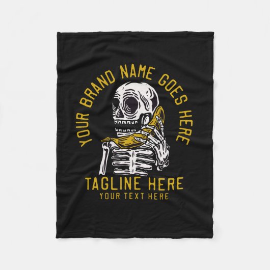ベクタースケルトンはバナナのヴィンテージtシャツdを呼び出す フリースブランケット (正面)