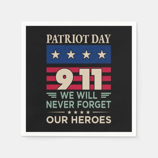 ベクターパトリオットの日9 11我々は決して私たち忘れのhを行わない スタンダードカクテルナプキン (正面)