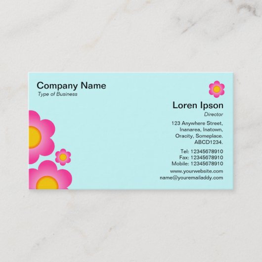 ベクターフラワー – アイスブルー 名刺 (正面)