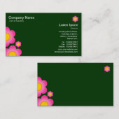 ベクターフラワー – 濃い緑 名刺 (正面/裏面)