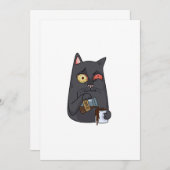 ベクターブラック猫はコーヒーとスポイル過去The サンキューカード (正面/裏面)