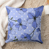 ベクターブルーフラックスワイルドフラワー水玉模様ヴィンテージ クッション (ブランケット)