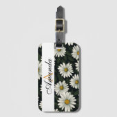 ベクターホワイトデイジーシームレスパターンモノグラーム ラゲッジタグ (正面縦)
