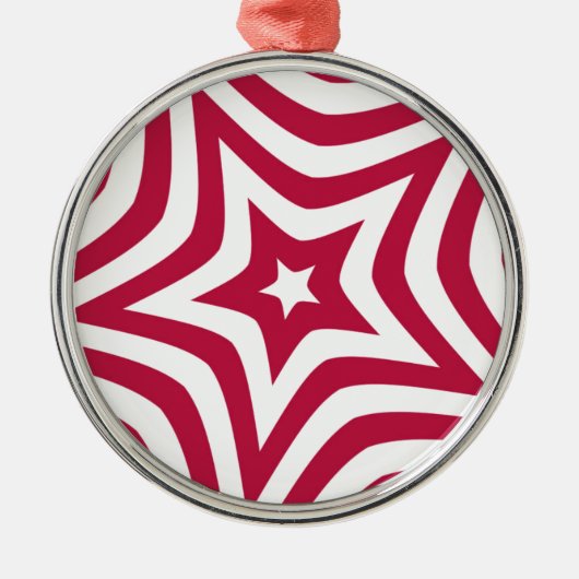 ベクトルはっきりしたパターンの明るい赤と白の星 メタルオーナメント (正面)