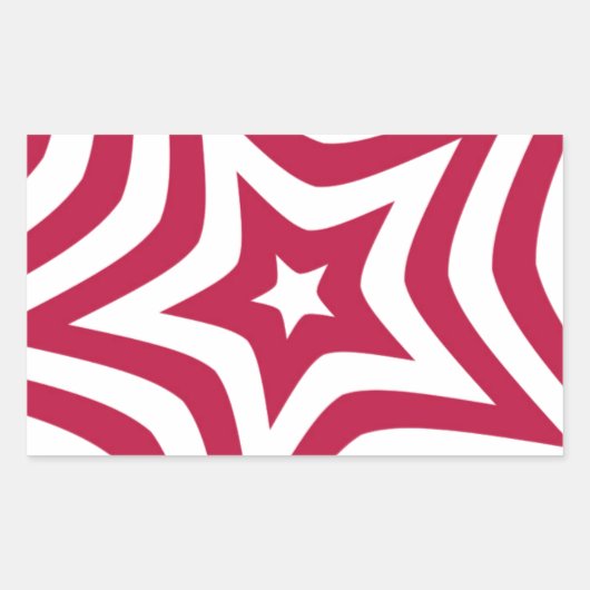 ベクトルはっきりしたパターンの明るい赤と白の星 長方形シール (正面)