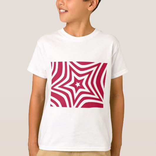ベクトルはっきりしたパターンの明るい赤と白の星 Tシャツ (正面)