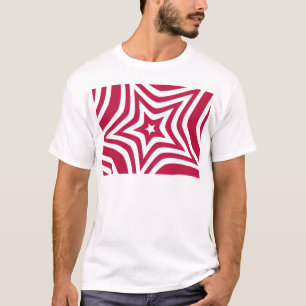 ベクトルはっきりしたパターンの明るい赤と白の星 Tシャツ