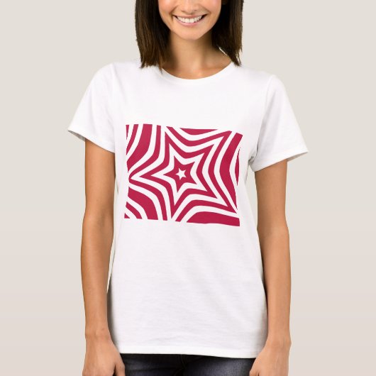 ベクトルはっきりしたパターンの明るい赤と白の星 Tシャツ (正面)