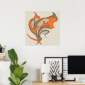 ベクトルアールヌーボーフローラエレガンスオングレー、スクエア ポスター (ホームオフィス)