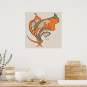 ベクトルアールヌーボーフローラエレガンスオングレー、スクエア ポスター (キッチン)