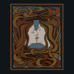 ベクトルアールヌーボー二顔 キスをする ポスター<br><div class="desc">標準サイズのポスター、独自のベクトル化（再ペイント）デジタルアート作品、ヴィンテージから絵画：絡み合ったアート新しいのスタイル髪キスをするの2つの顔。年のオリジナル: 1898年の木版画、Peter Behrensによって色。</div>