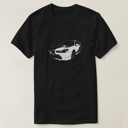 ベクトルイメージの白いスバル・インプレッサWRX STI Tシャツ (デザイン正面)