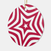 ベクトルパターンに鮮やかな赤と白の星 セラミックオーナメント (左)