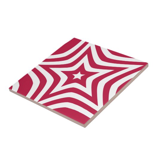 ベクトルパターンに鮮やかな赤と白の星 タイル (側面)