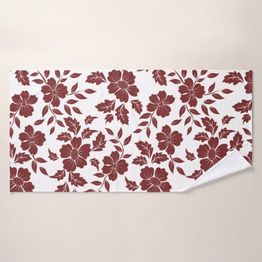 ベクトル図形で作成された繰り返しフローラデザイン バスタオル (バスタオル)