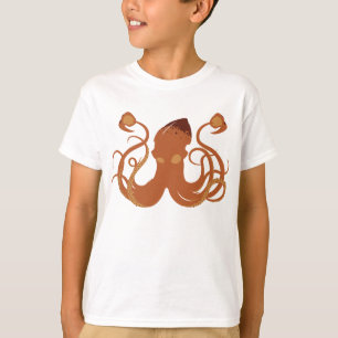ベクトル巨大なイカの子供の軽いTシャツ Tシャツ