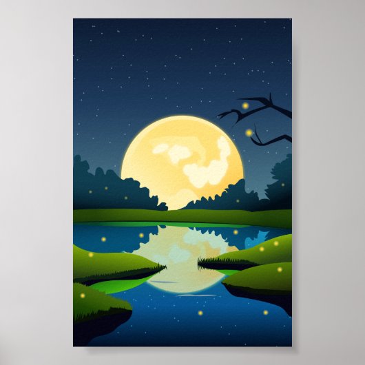 ベクトル月明かりの夜の風景の背景 ポスター (正面)