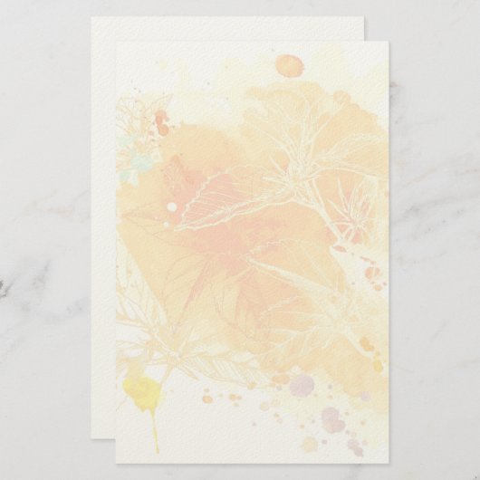 ベクトル水彩の背景と熱帯の花 便箋 (正面/裏面)