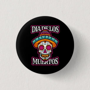 ベクトルdia de los muertos,死んだスカルの日, 缶バッジ