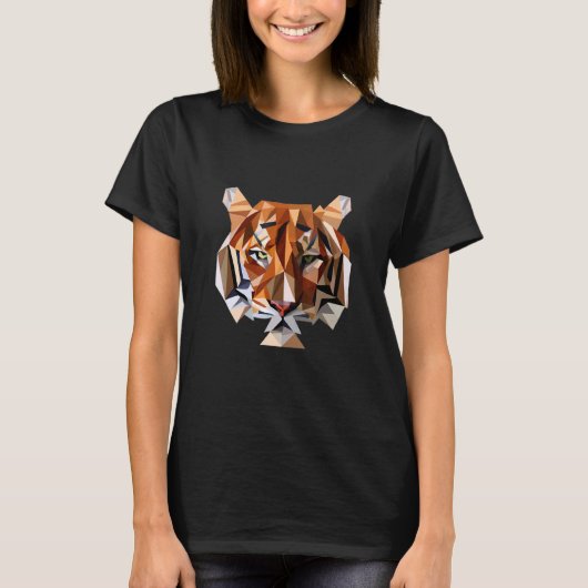 ベク威厳のあるトルの虎の頭とアートワークカッコいい Tシャツ (正面)