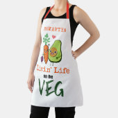 ベグネーム上の生活ビーガンユーモア白 エプロン (インサイチュ)