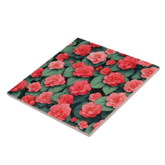 ベゴニアピンクの花 タイル (側面)