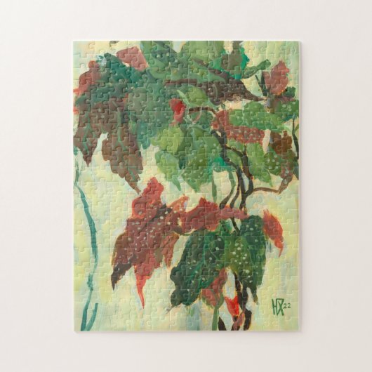 ベゴニアマクラタホームガーデンプラント絵画フローラ ジグソーパズル (縦)