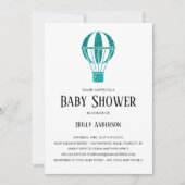 ベシンプルビーシャワーティール(緑がかった色)グリッター温風船 招待状 (正面)