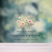 ベジお洒落ュワイルドフラワー結婚の歓迎サイン アクリルサイン (ニュートラル)