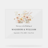 ベジお洒落ュワイルドフラワー結婚の歓迎サイン アクリルサイン (正面)