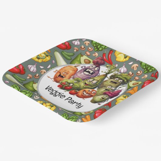 ベジエパーティーベジタリアン おもしろい ペーパープレート (傾斜あり)