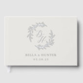 ベジエレガントュアンドシルバーモノグラムリース結婚ズ ゲストブック (正面)