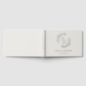 ベジエレガントュアンドシルバーモノグラムリース結婚ズ ゲストブック (全面)