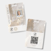 ベジエレガントュウォーター色ロゴQR公証人 バッジ (正面＆裏面)