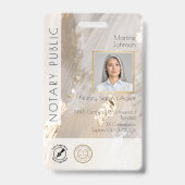 ベジエレガントュウォーター色ロゴQR公証人 バッジ (正面)