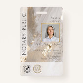 ベジエレガントュウォーター色ロゴQR公証人 バッジ (正面)