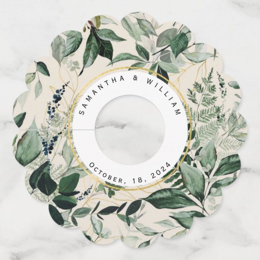 ベジエレガントュウォーター色結婚緑 ワイングラスタグ (正面)